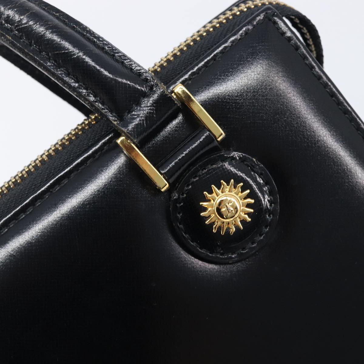 Gianni Versace Hand Bag Leather Black Gold Auth 208748
