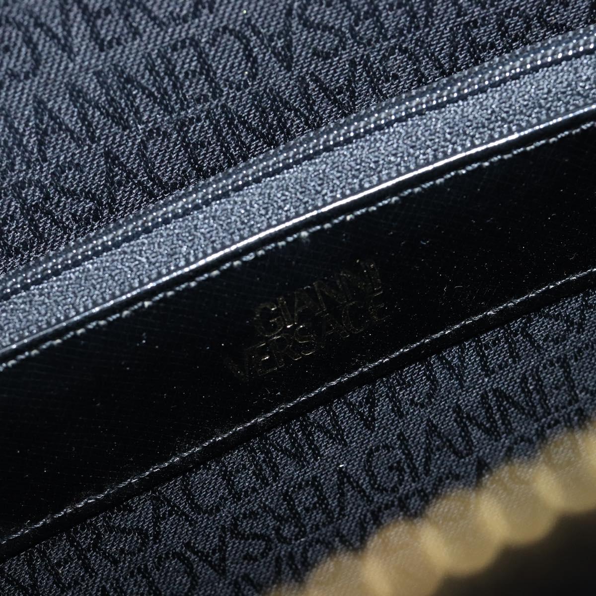 Gianni Versace Hand Bag Leather Black Gold Auth 208748