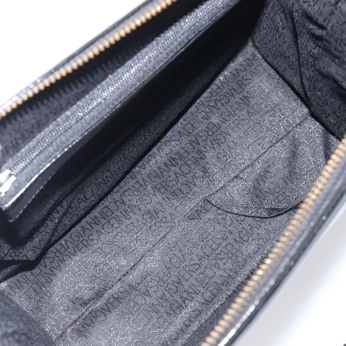 Gianni Versace Hand Bag Leather Black Gold Auth 208748