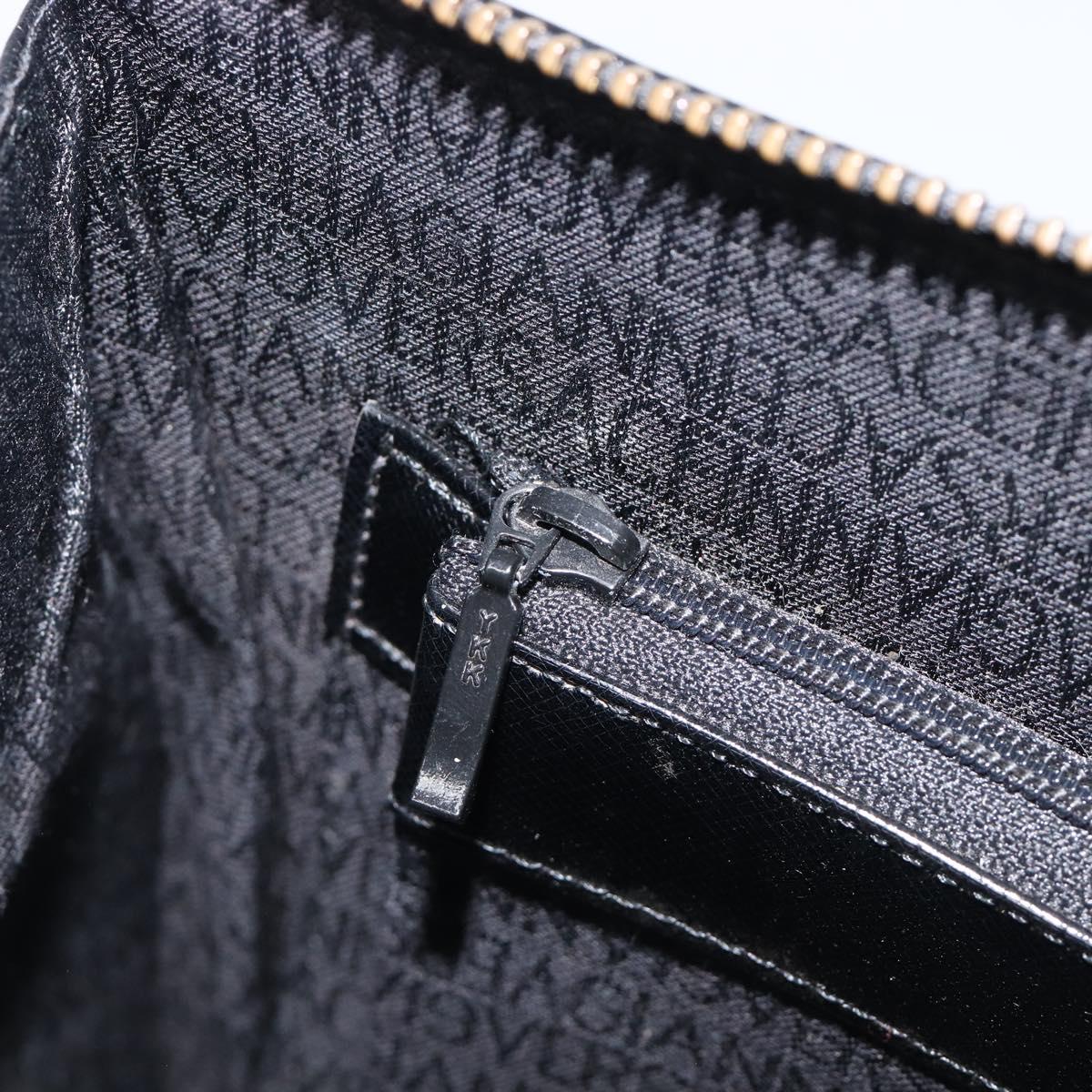 Gianni Versace Hand Bag Leather Black Gold Auth 208748