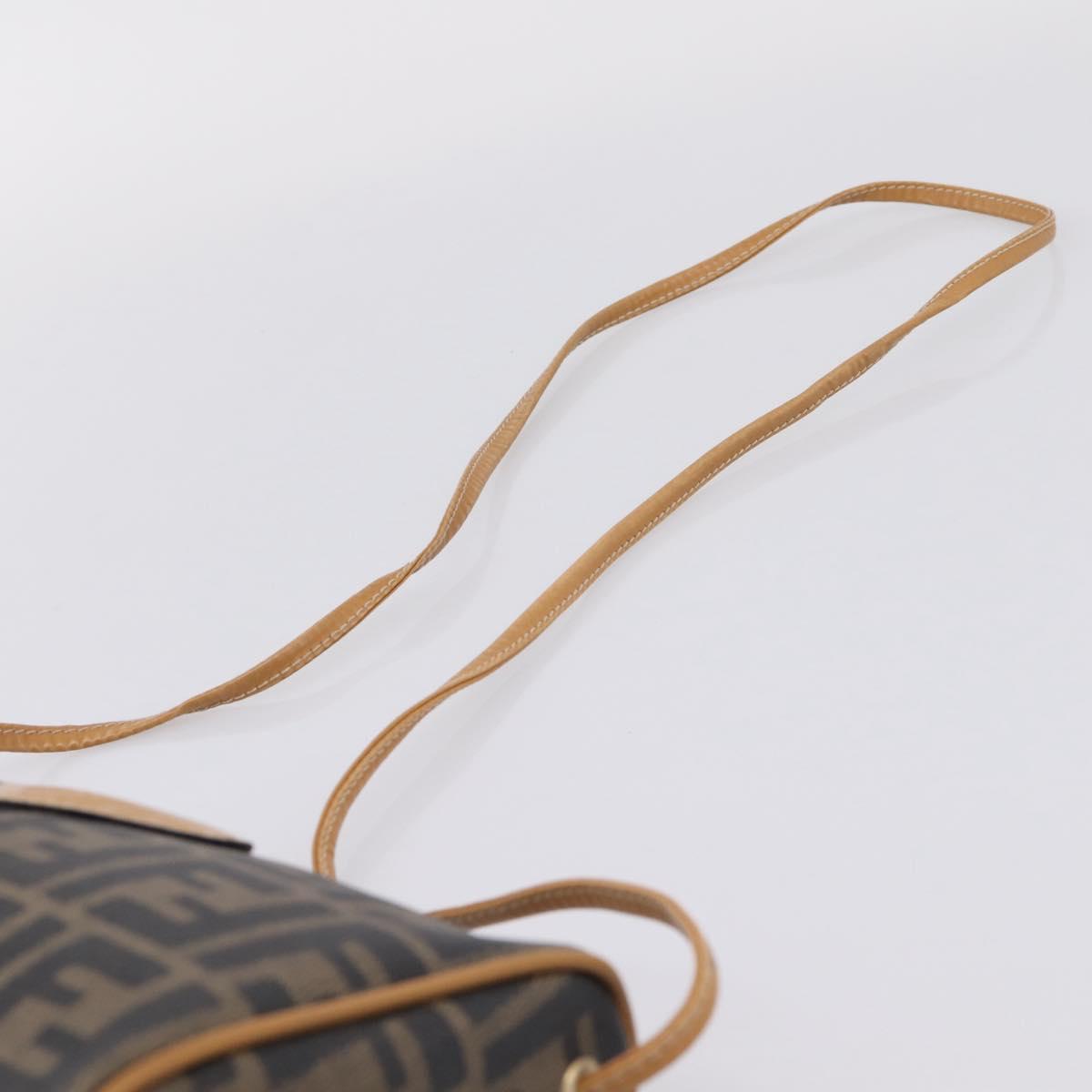 FENDI Zucca Canvas Mamma Baguette Shoulder Bag PVC Brown Black Auth 208749