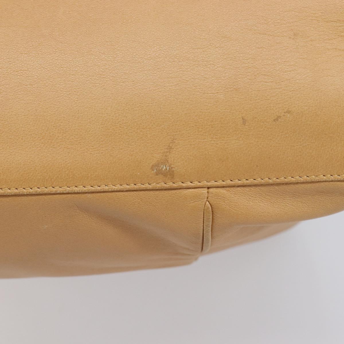 LOEWE Hand Bag Leather Beige Gold Auth 208757