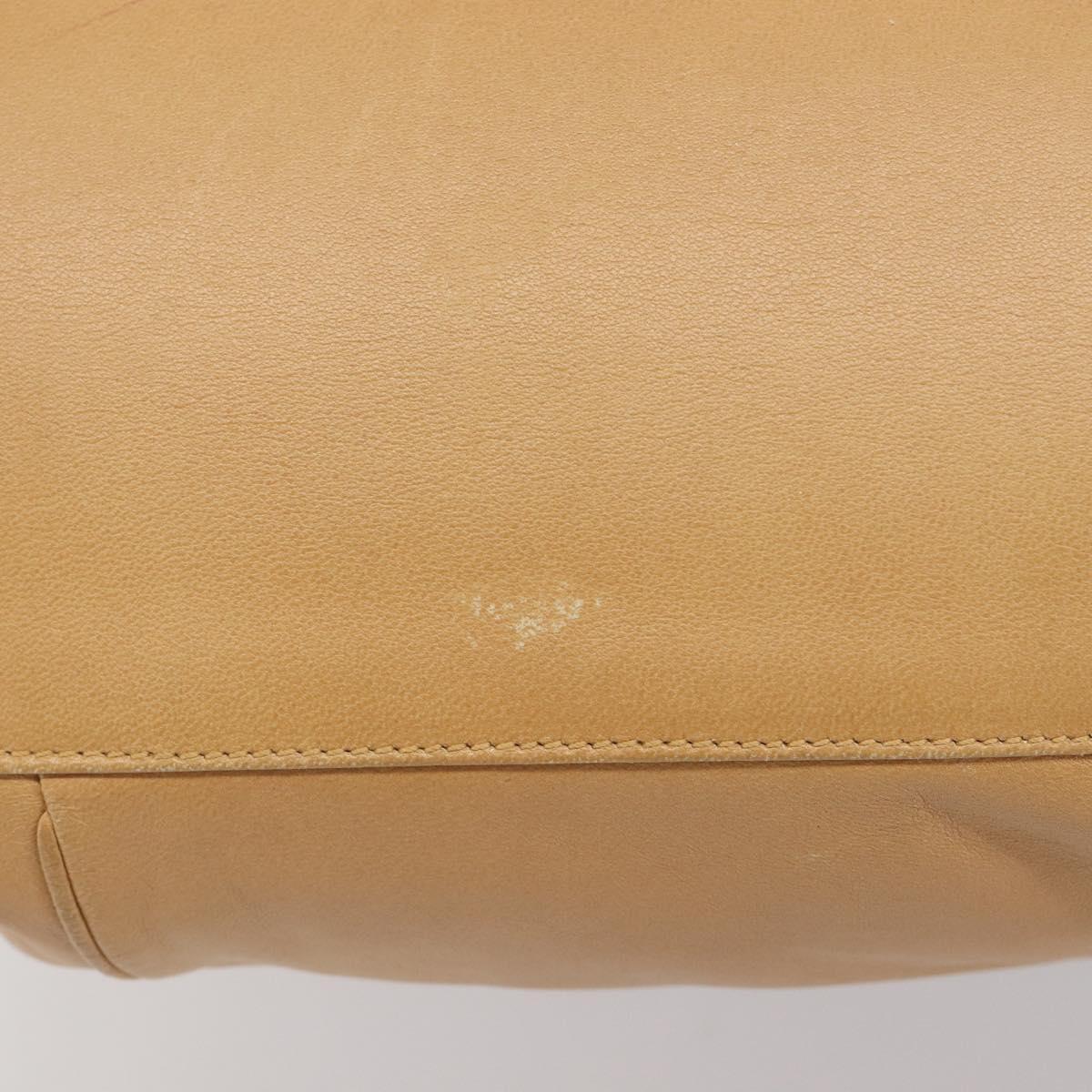 LOEWE Hand Bag Leather Beige Gold Auth 208757