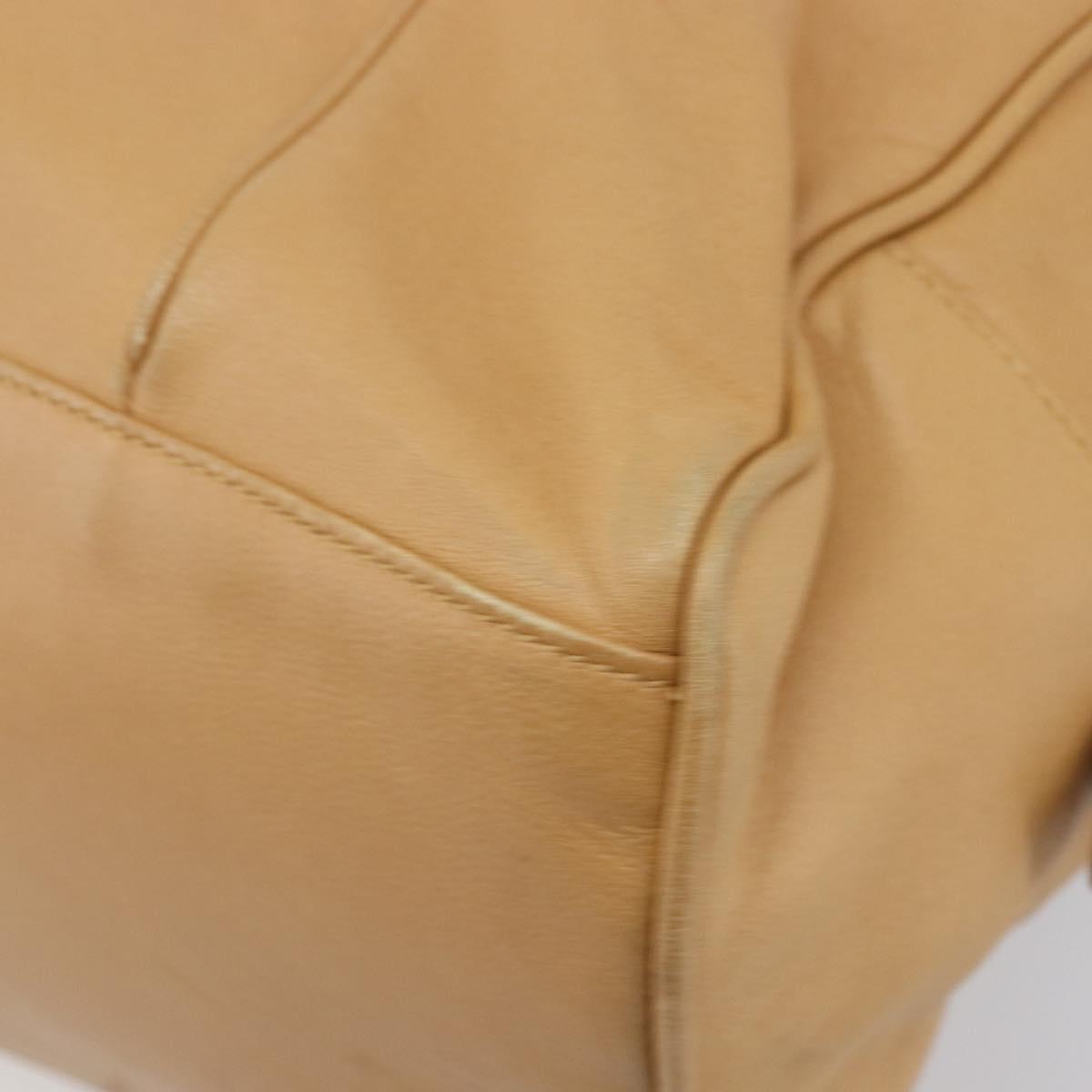 LOEWE Hand Bag Leather Beige Gold Auth 208757