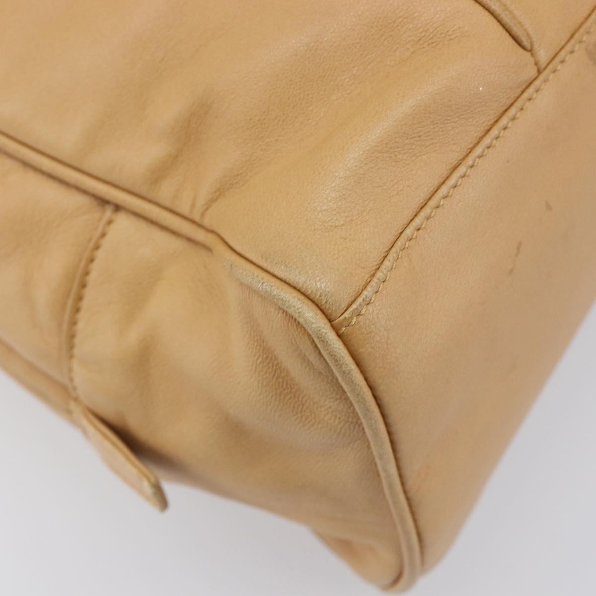 LOEWE Hand Bag Leather Beige Gold Auth 208757