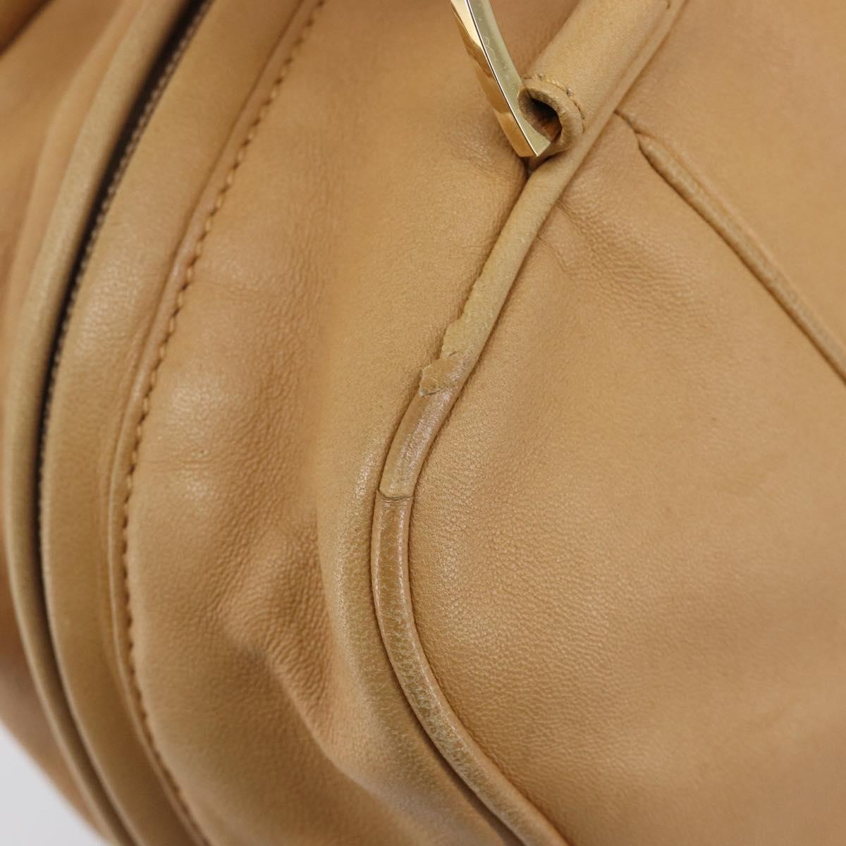 LOEWE Hand Bag Leather Beige Gold Auth 208757
