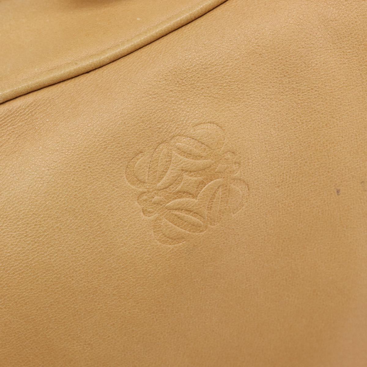 LOEWE Hand Bag Leather Beige Gold Auth 208757