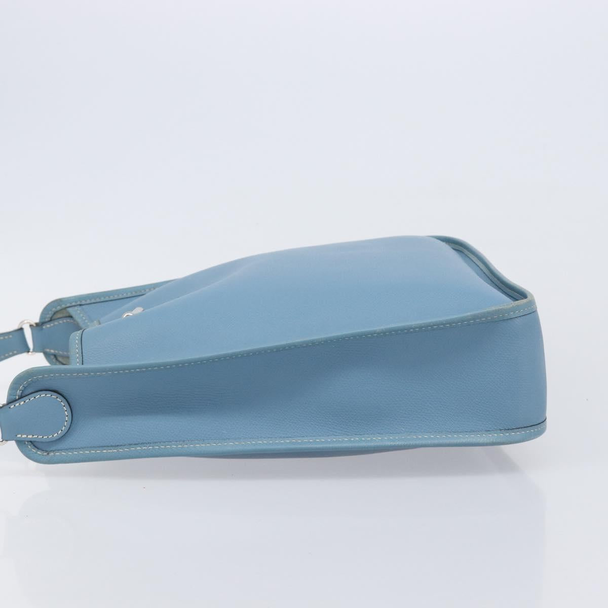 HERMES Vespa PM Shoulder Bag Courchevel Leather Light Blue Silver Auth 208764A