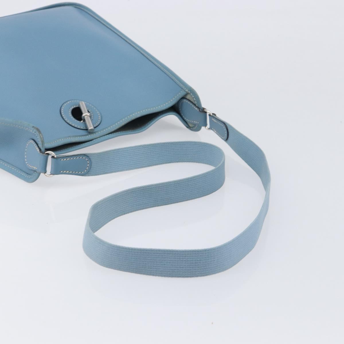 HERMES Vespa PM Shoulder Bag Courchevel Leather Light Blue Silver Auth 208764A