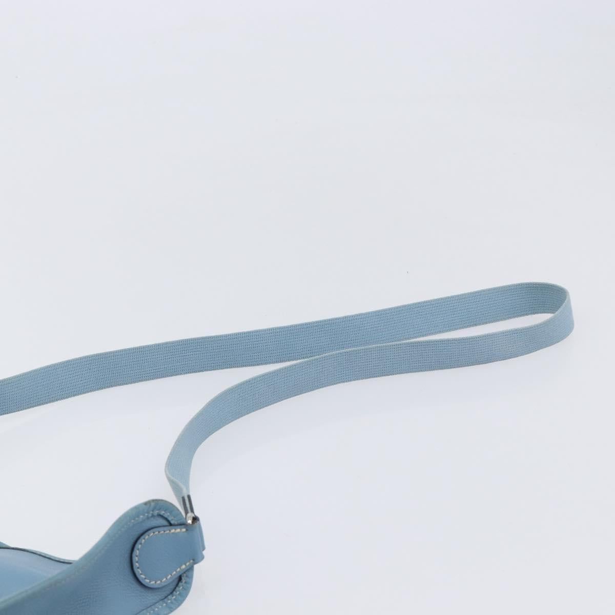 HERMES Vespa PM Shoulder Bag Courchevel Leather Light Blue Silver Auth 208764A