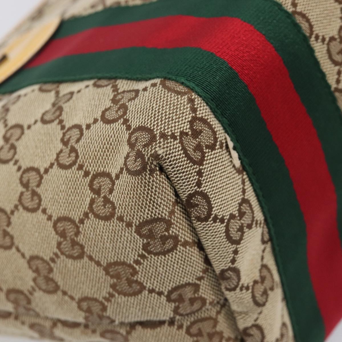 GUCCI GG Canvas Web Sherry Line Tote Bag Beige Gold 211971 Auth 208769V