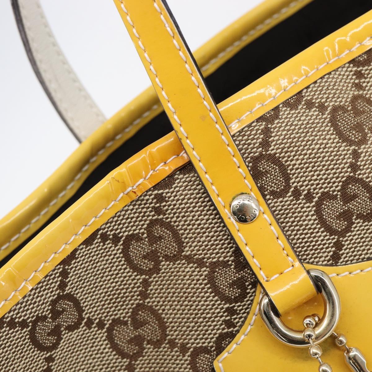 GUCCI GG Canvas Web Sherry Line Tote Bag Beige Gold 211971 Auth 208769V