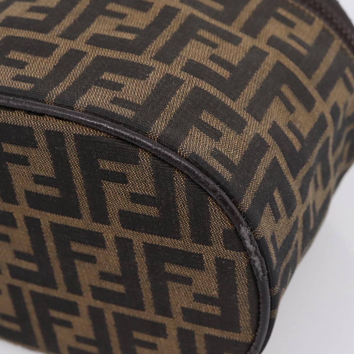 FENDI Zucca Canvas Vanity Hand Bag Black Brown Auth 208771