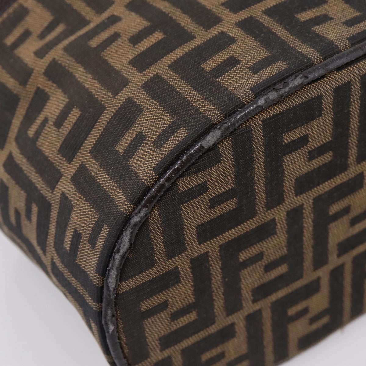 FENDI Zucca Canvas Vanity Hand Bag Black Brown Auth 208771