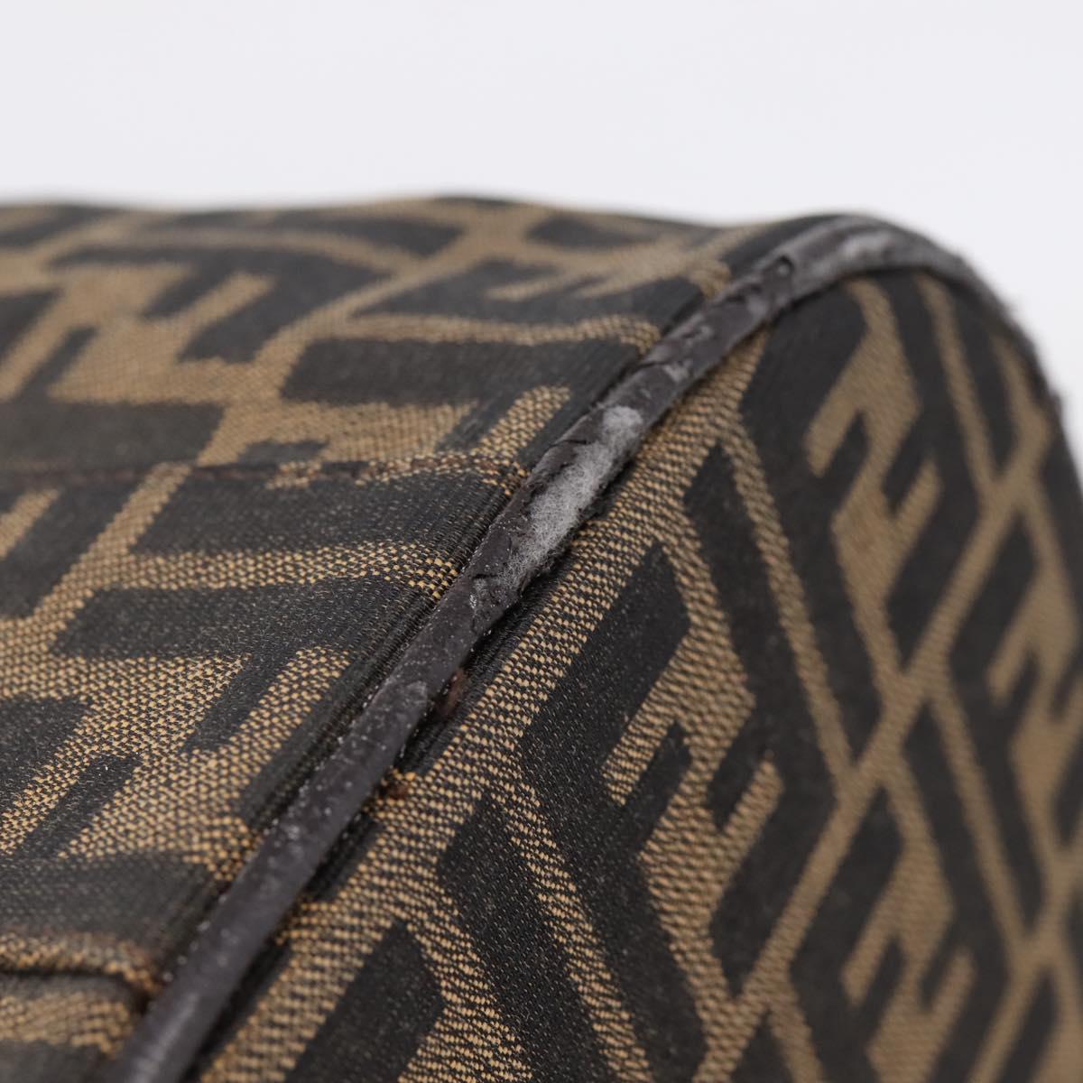 FENDI Zucca Canvas Vanity Hand Bag Black Brown Auth 208771