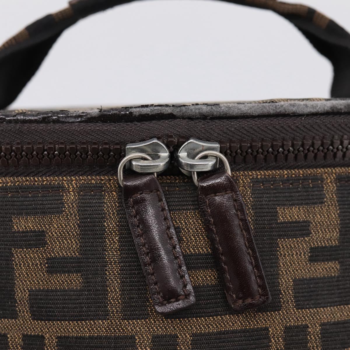 FENDI Zucca Canvas Vanity Hand Bag Black Brown Auth 208771