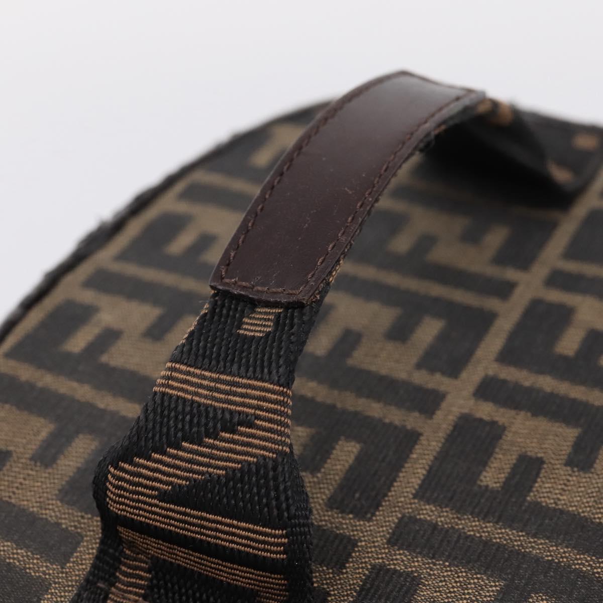 FENDI Zucca Canvas Vanity Hand Bag Black Brown Auth 208771