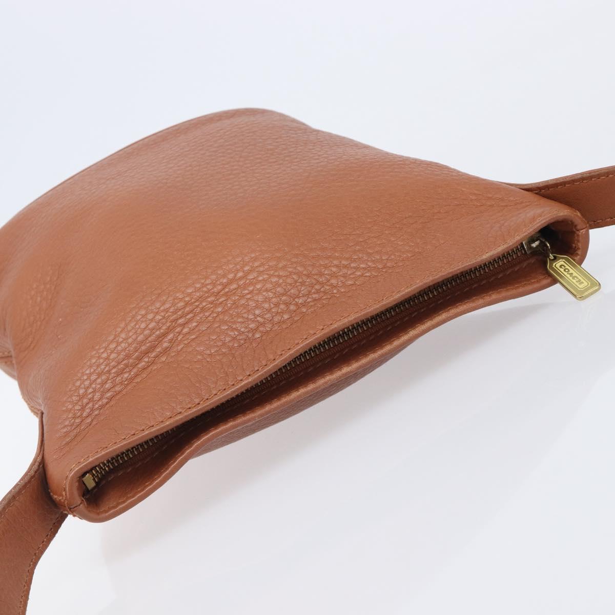 Coach Shoulder Bag Leather Brown Gold Tone Auth 208772A