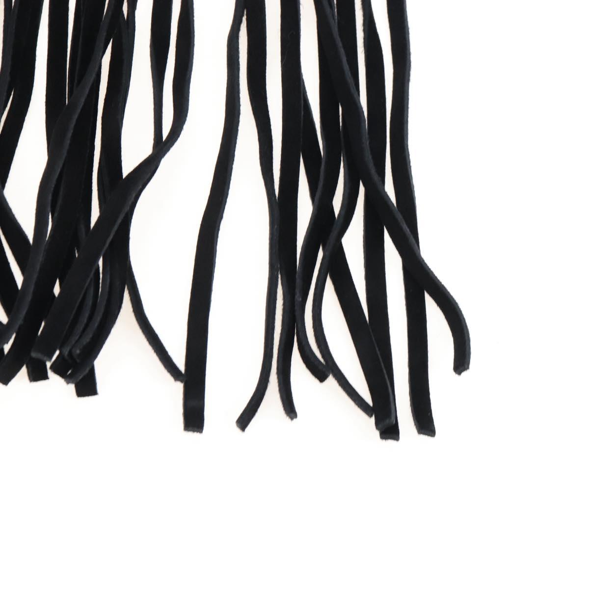 GUCCI Bamboo Shoulder Bag Suede Black Gold Auth 208774V