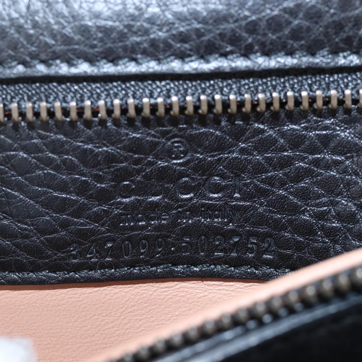 GUCCI Bamboo Shoulder Bag Suede Black Gold Auth 208774V
