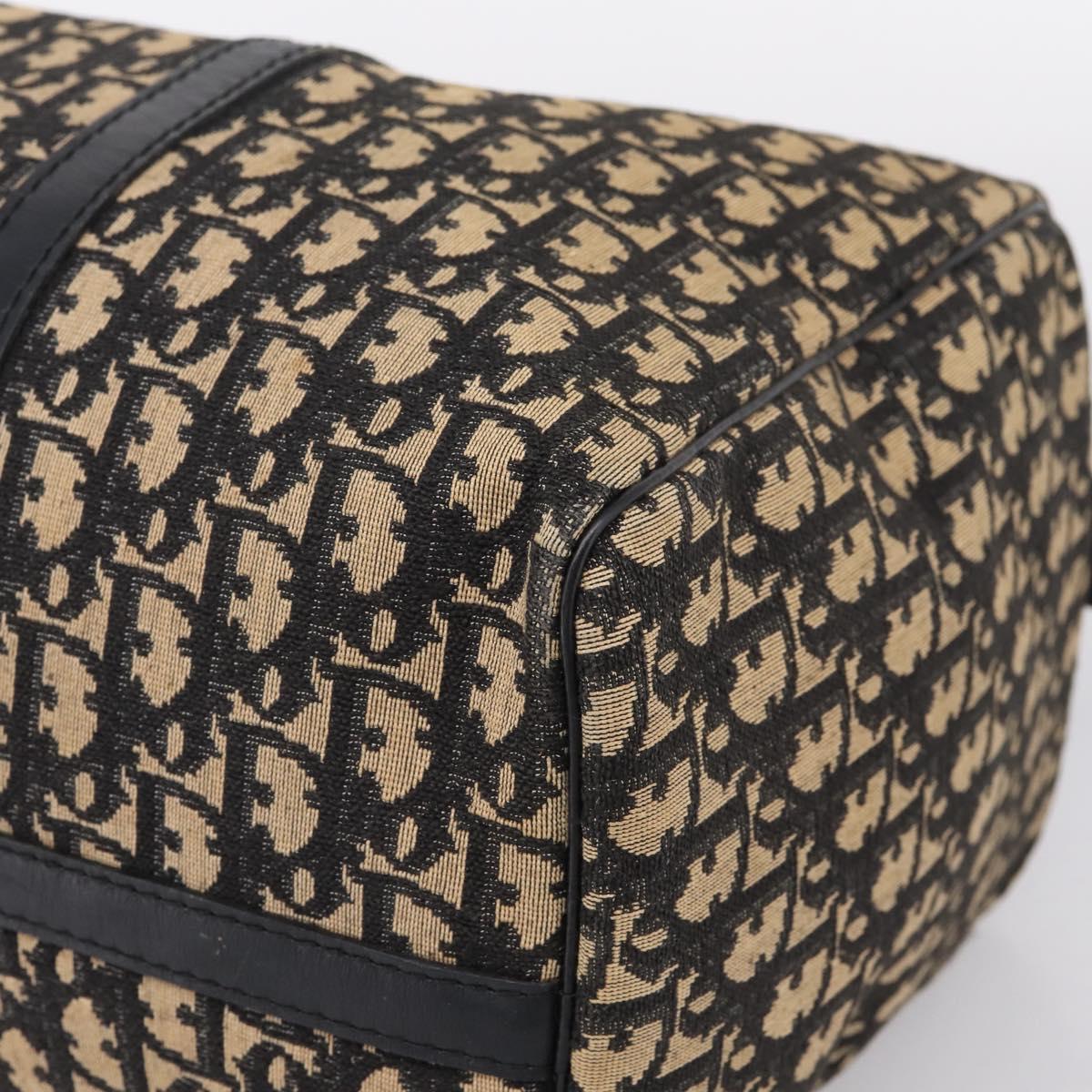 Christian Dior Trotter Canvas Boston Bag Navy Gold Auth 208777