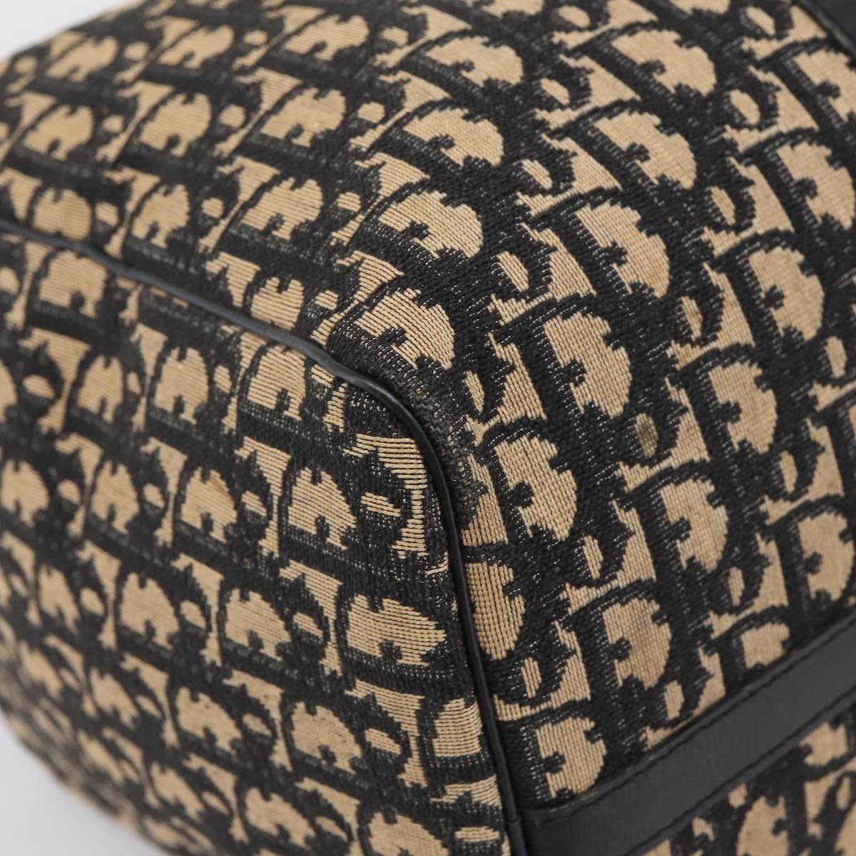 Christian Dior Trotter Canvas Boston Bag Navy Gold Auth 208777