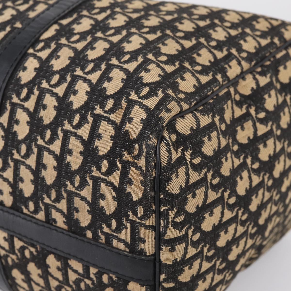 Christian Dior Trotter Canvas Boston Bag Navy Gold Auth 208777