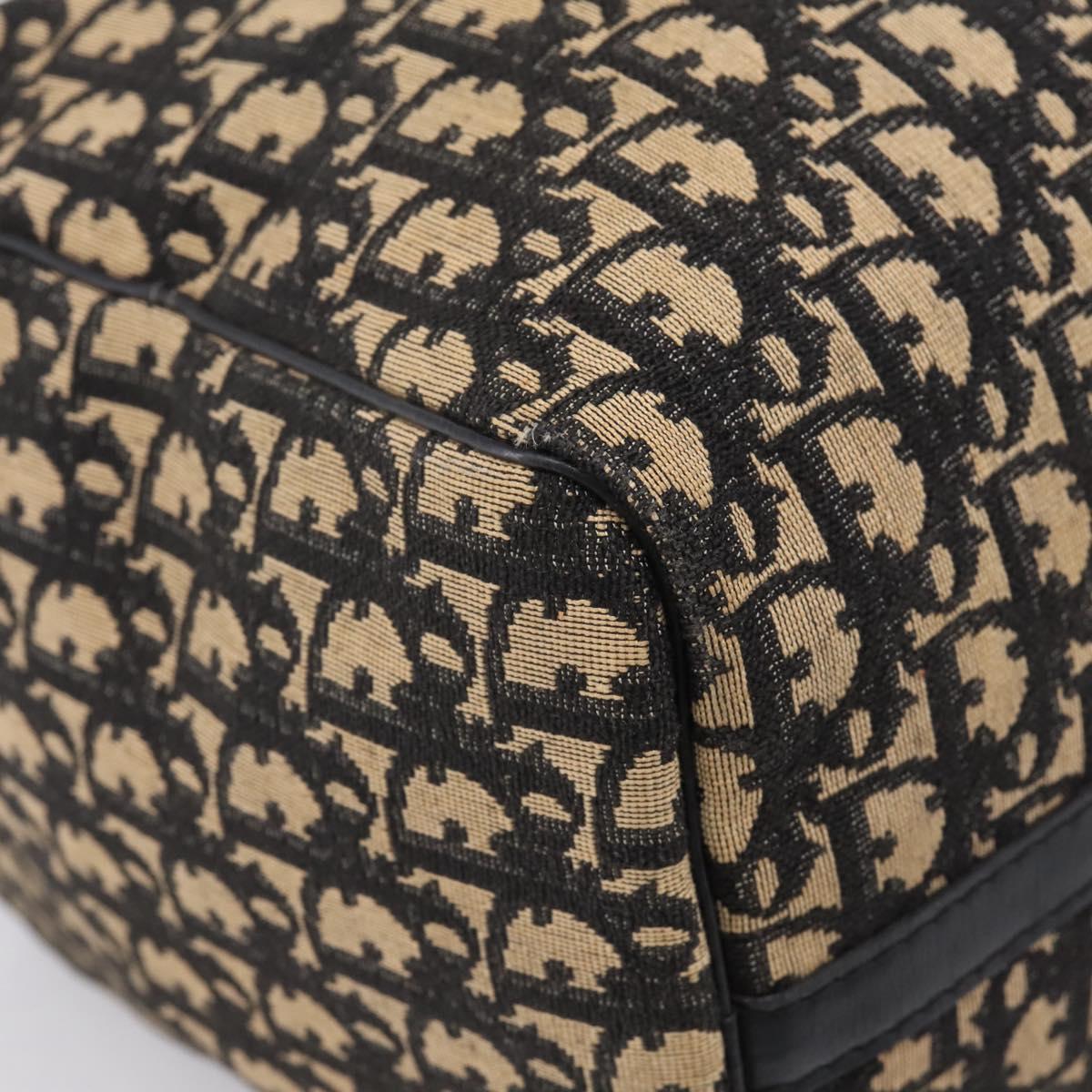 Christian Dior Trotter Canvas Boston Bag Navy Gold Auth 208777