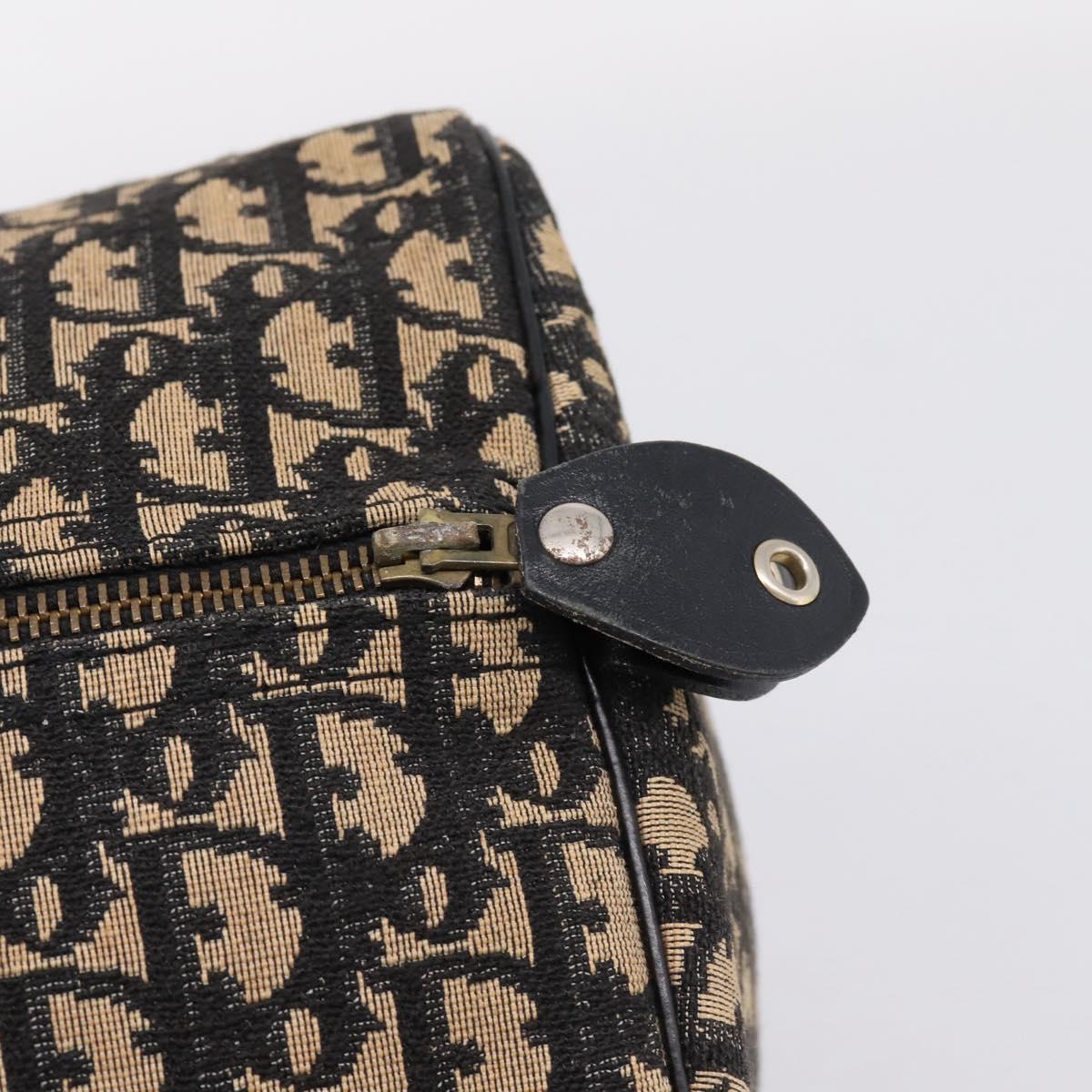 Christian Dior Trotter Canvas Boston Bag Navy Gold Auth 208777