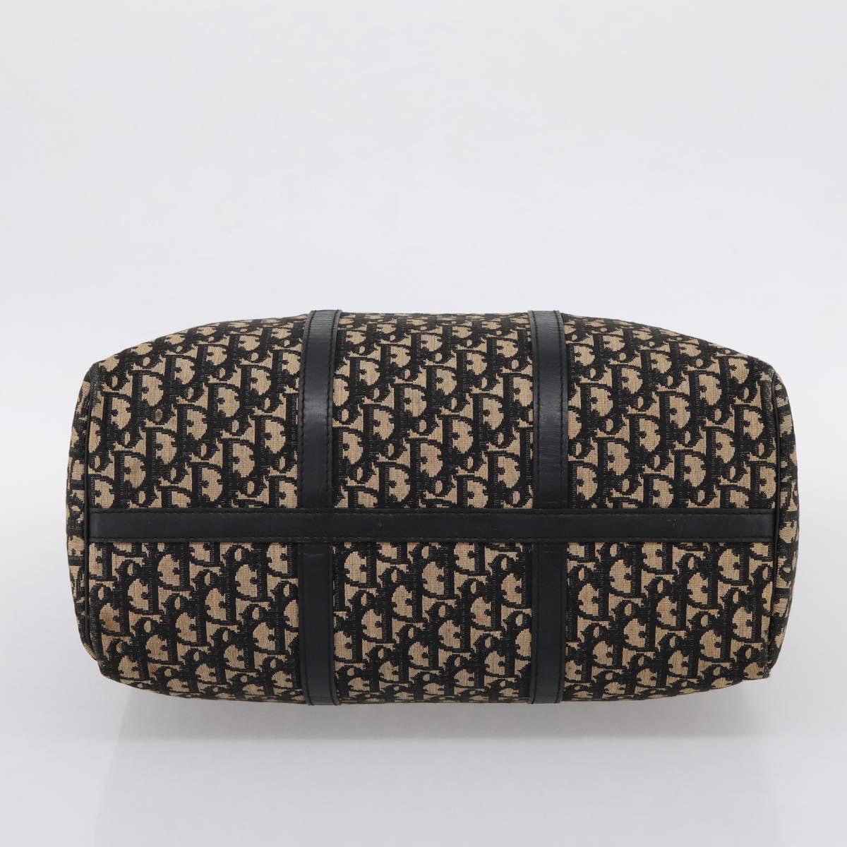 Christian Dior Trotter Canvas Boston Bag Navy Gold Auth 208777