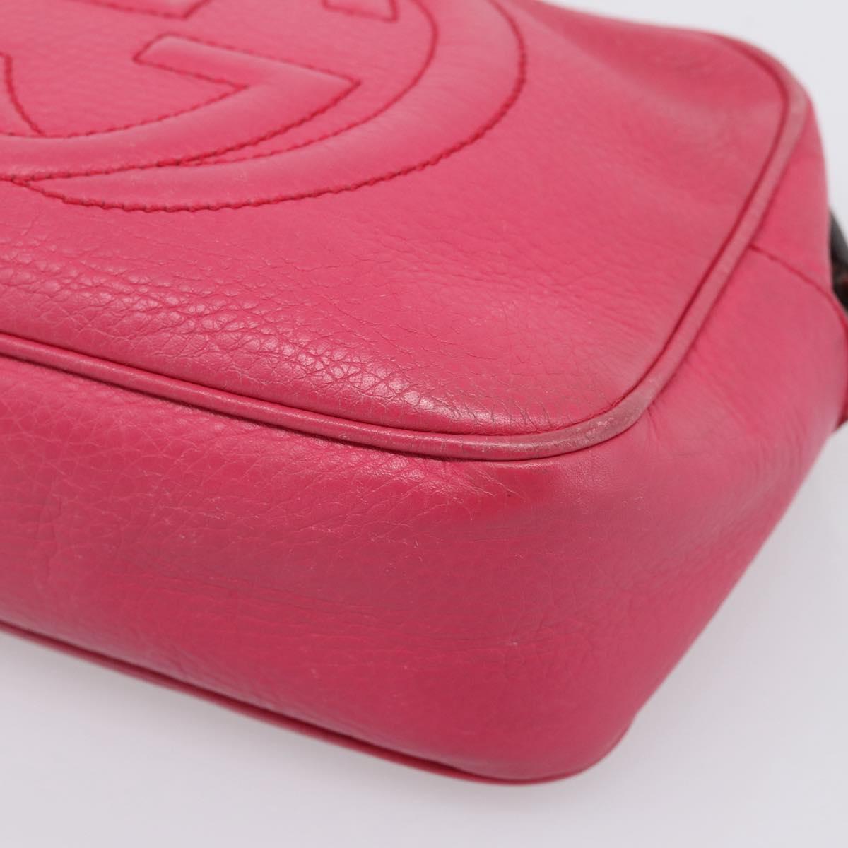 GUCCI Shoulder Bag Leather Pink Gold 308364 Auth 208778