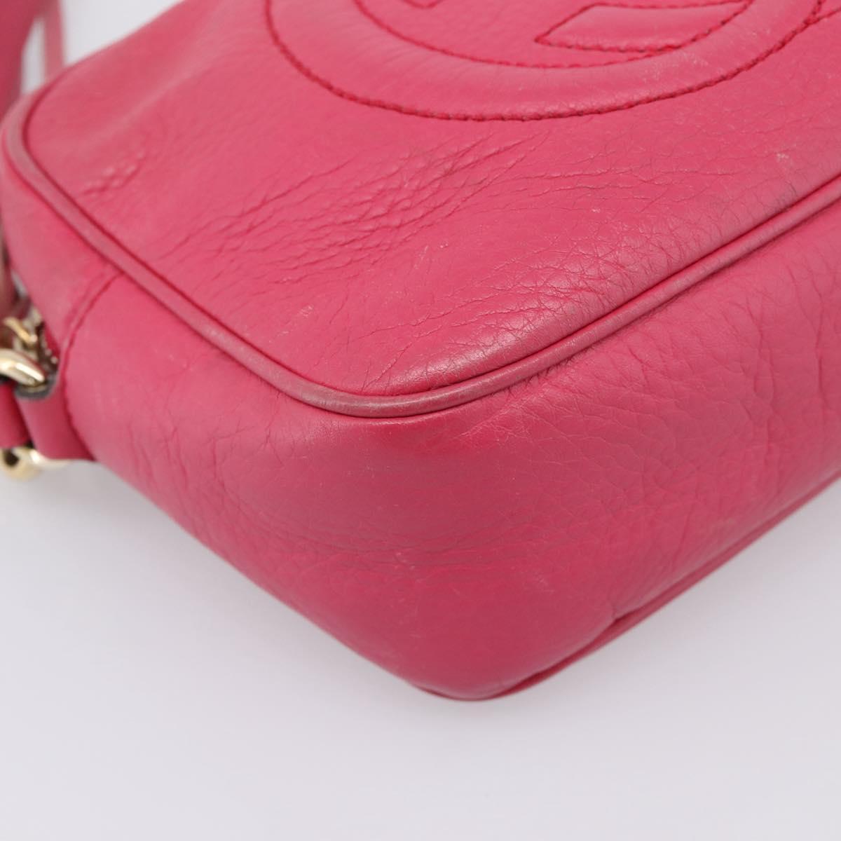 GUCCI Shoulder Bag Leather Pink Gold 308364 Auth 208778