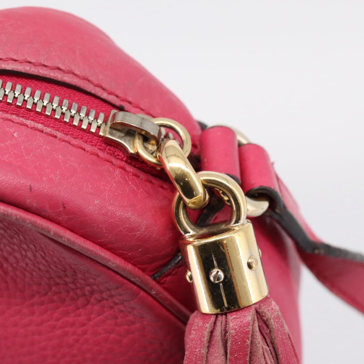 GUCCI Shoulder Bag Leather Pink Gold 308364 Auth 208778