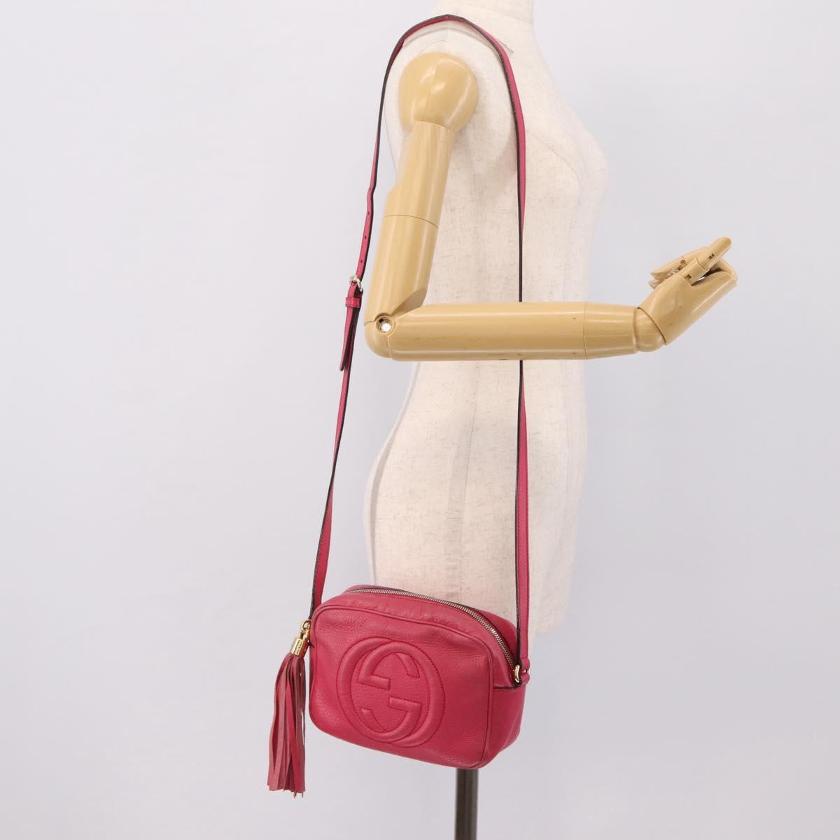 GUCCI Shoulder Bag Leather Pink Gold 308364 Auth 208778