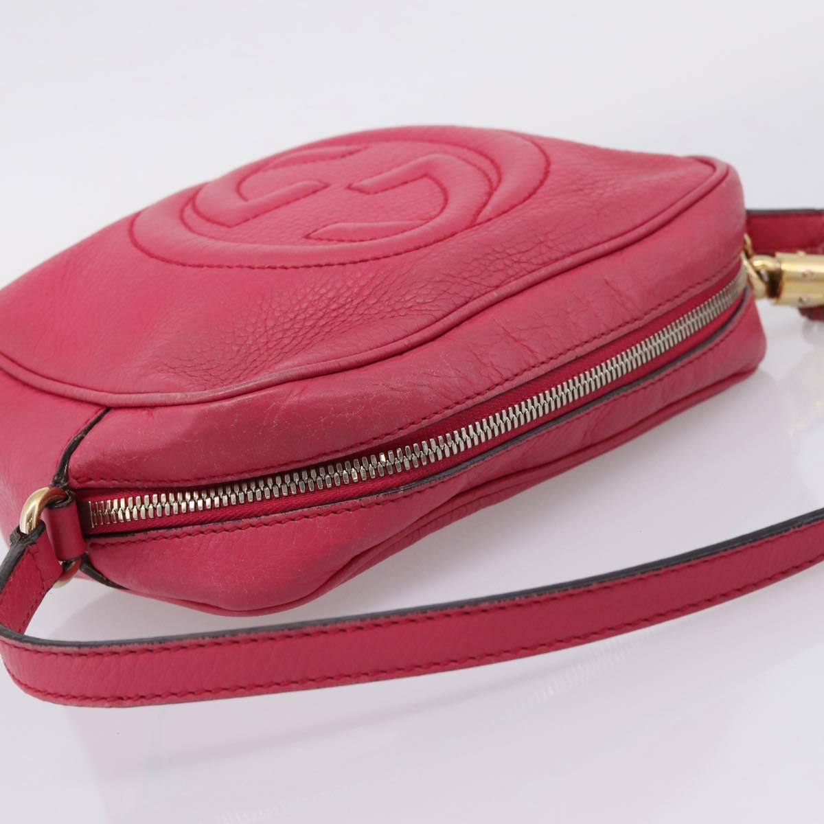 GUCCI Shoulder Bag Leather Pink Gold 308364 Auth 208778