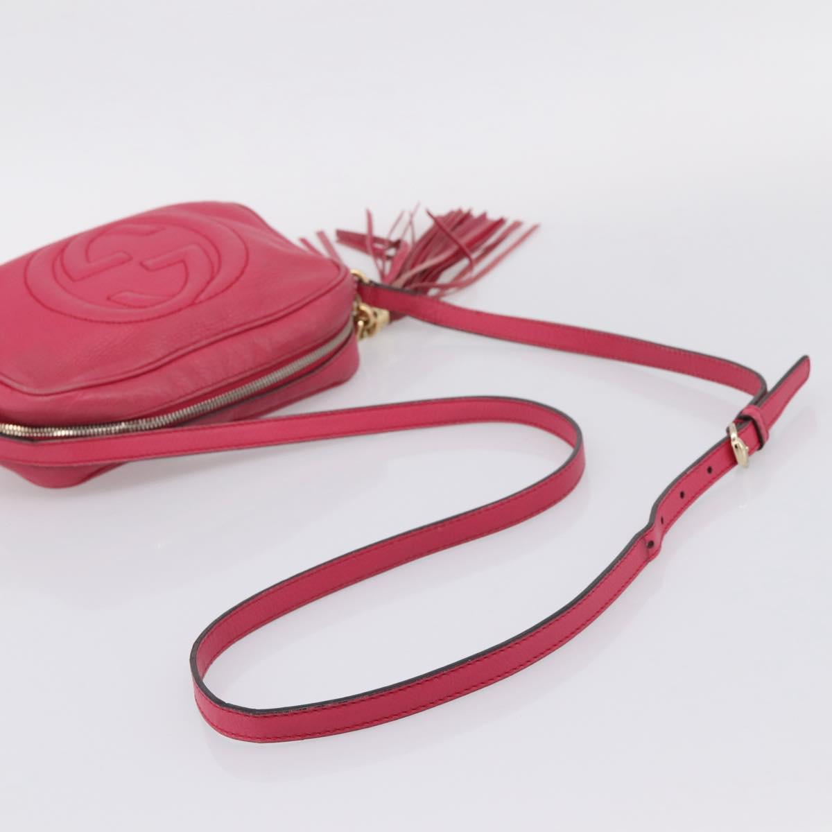 GUCCI Shoulder Bag Leather Pink Gold 308364 Auth 208778