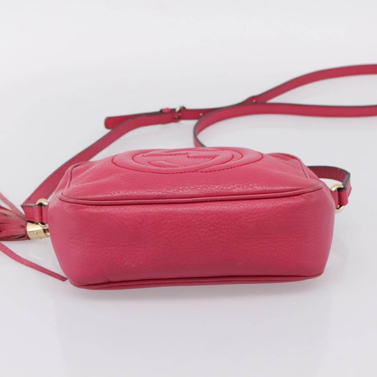 GUCCI Shoulder Bag Leather Pink Gold 308364 Auth 208778
