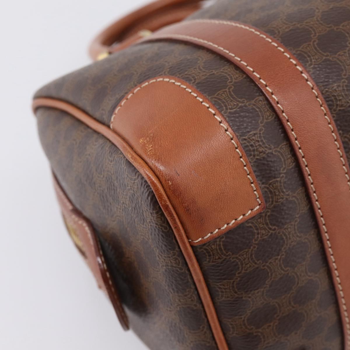 CELINE Macadam Canvas Hand Bag PVC Leather Brown Gold Auth 208782V