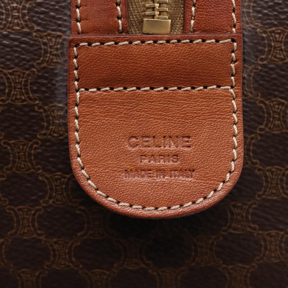 CELINE Macadam Canvas Hand Bag PVC Leather Brown Gold Auth 208782V