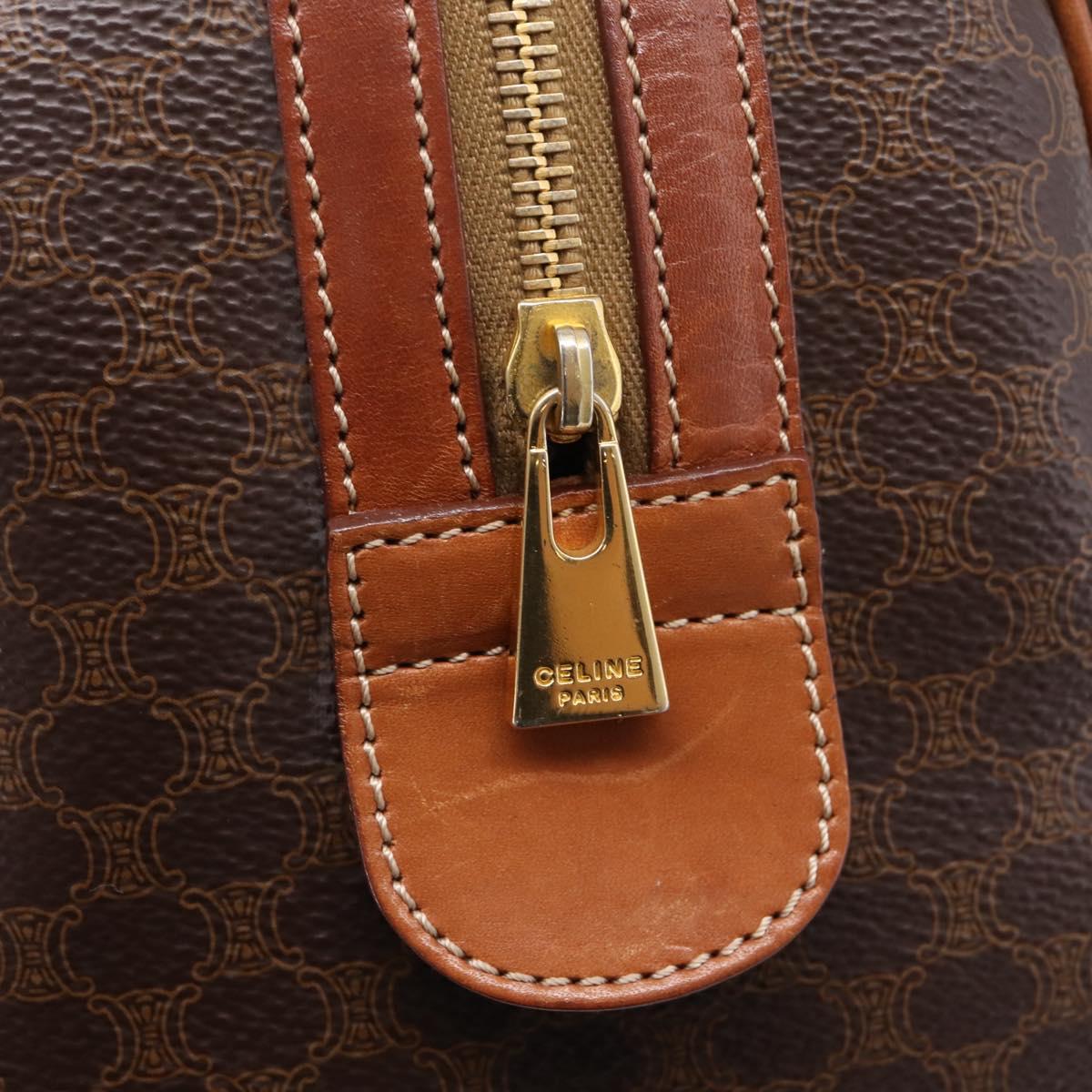 CELINE Macadam Canvas Hand Bag PVC Leather Brown Gold Auth 208782V