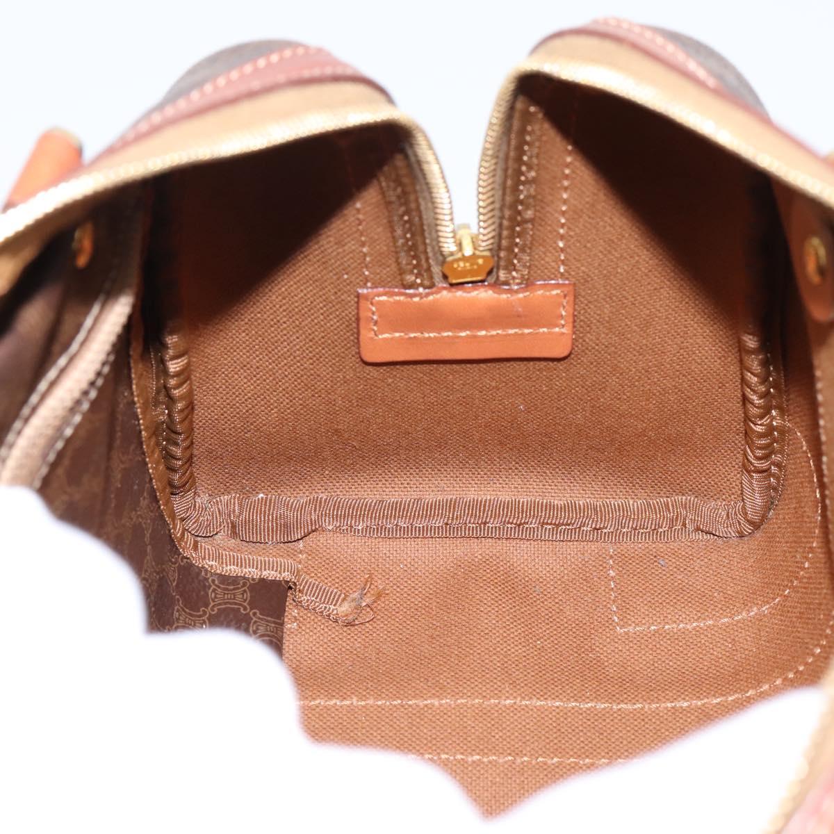 CELINE Macadam Canvas Hand Bag PVC Leather Brown Gold Auth 208782V