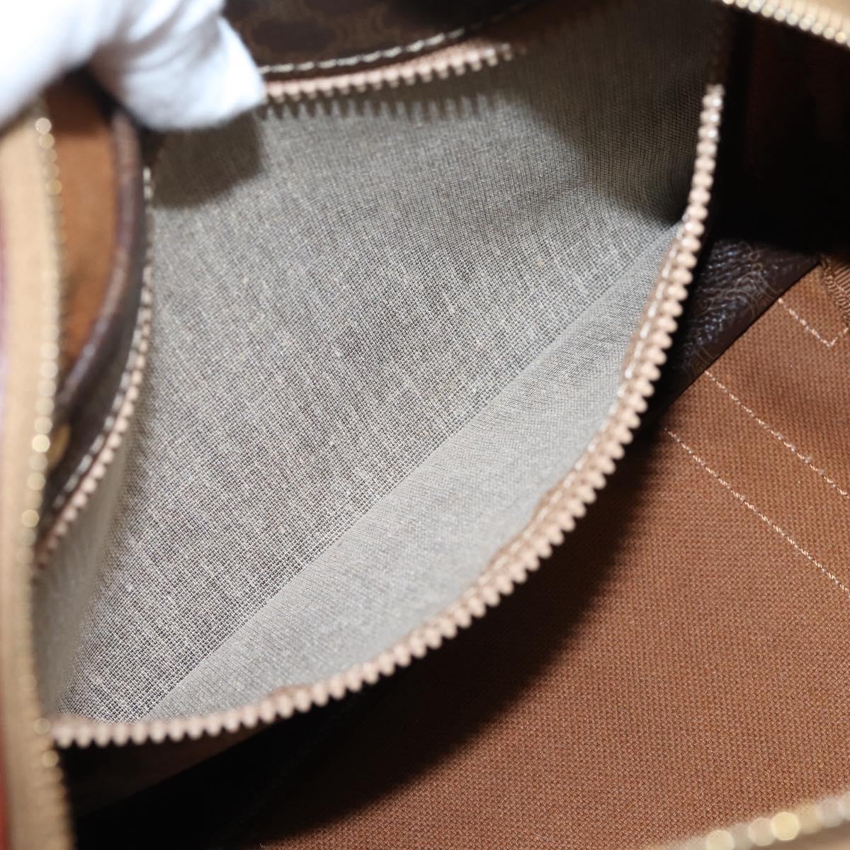 CELINE Macadam Canvas Hand Bag PVC Leather Brown Gold Auth 208782V