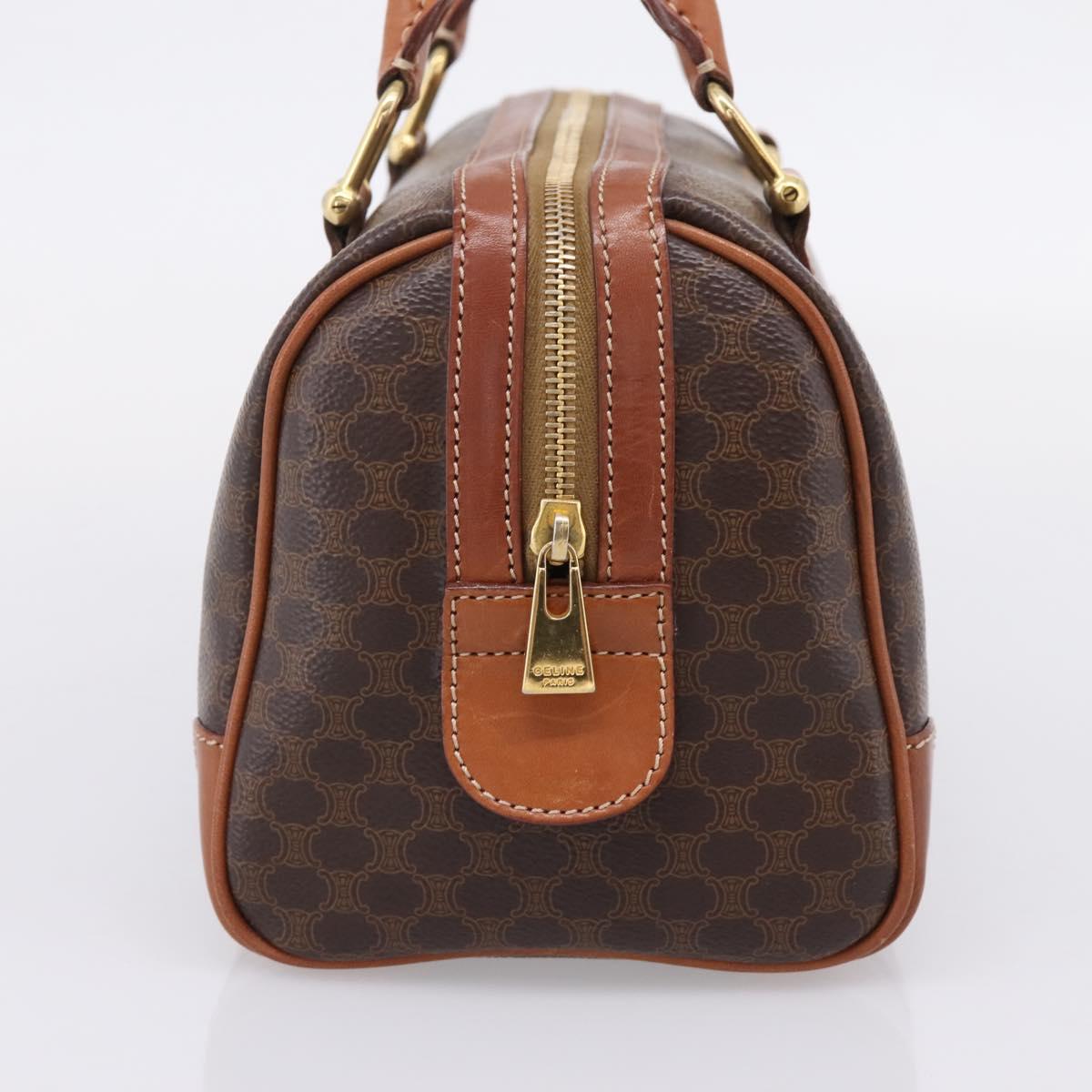 CELINE Macadam Canvas Hand Bag PVC Leather Brown Gold Auth 208782V
