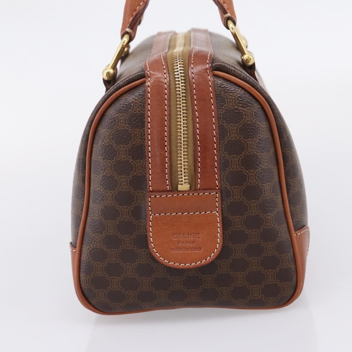 CELINE Macadam Canvas Hand Bag PVC Leather Brown Gold Auth 208782V