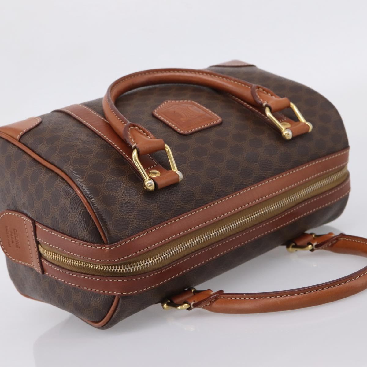 CELINE Macadam Canvas Hand Bag PVC Leather Brown Gold Auth 208782V