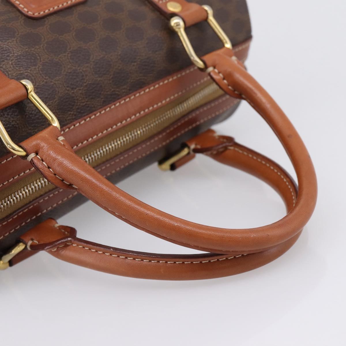 CELINE Macadam Canvas Hand Bag PVC Leather Brown Gold Auth 208782V