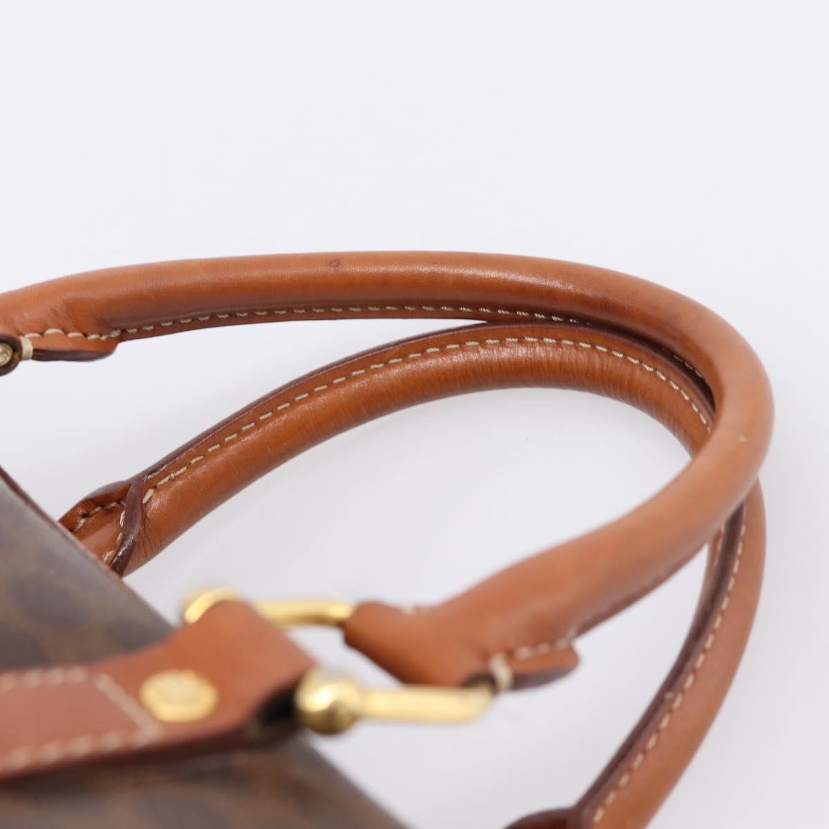 CELINE Macadam Canvas Hand Bag PVC Leather Brown Gold Auth 208782V