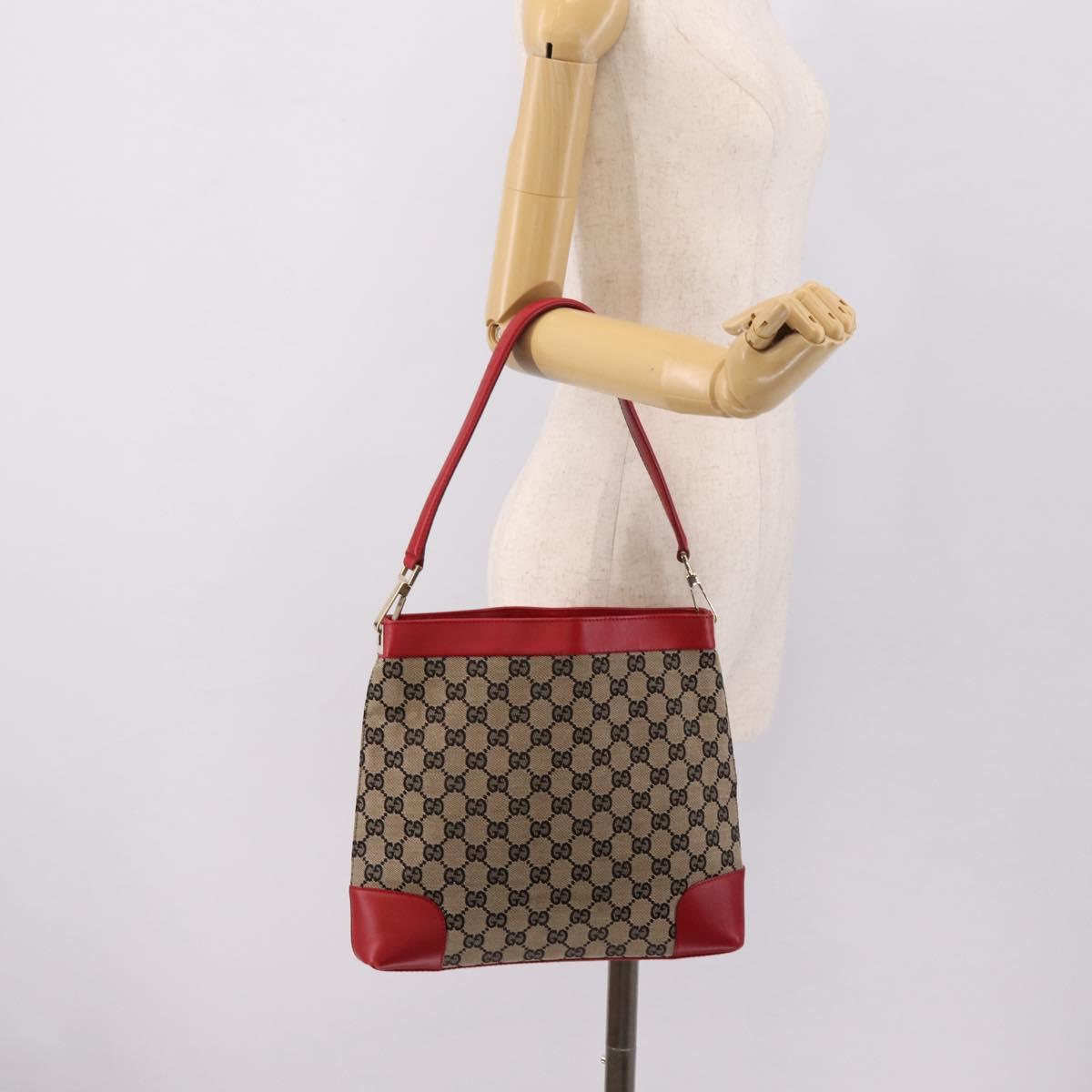 GUCCI GG Canvas Shoulder Bag Beige Gold 001 4231 Auth 208787A