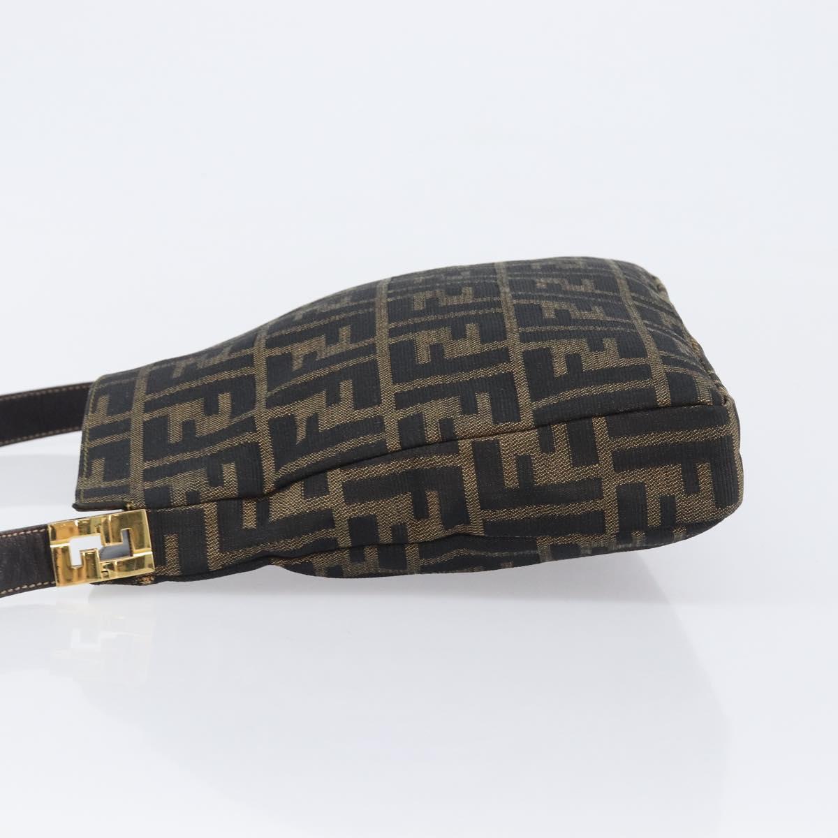 FENDI Zucca Canvas Mamma Baguette Shoulder Bag Brown Black Auth 208788V