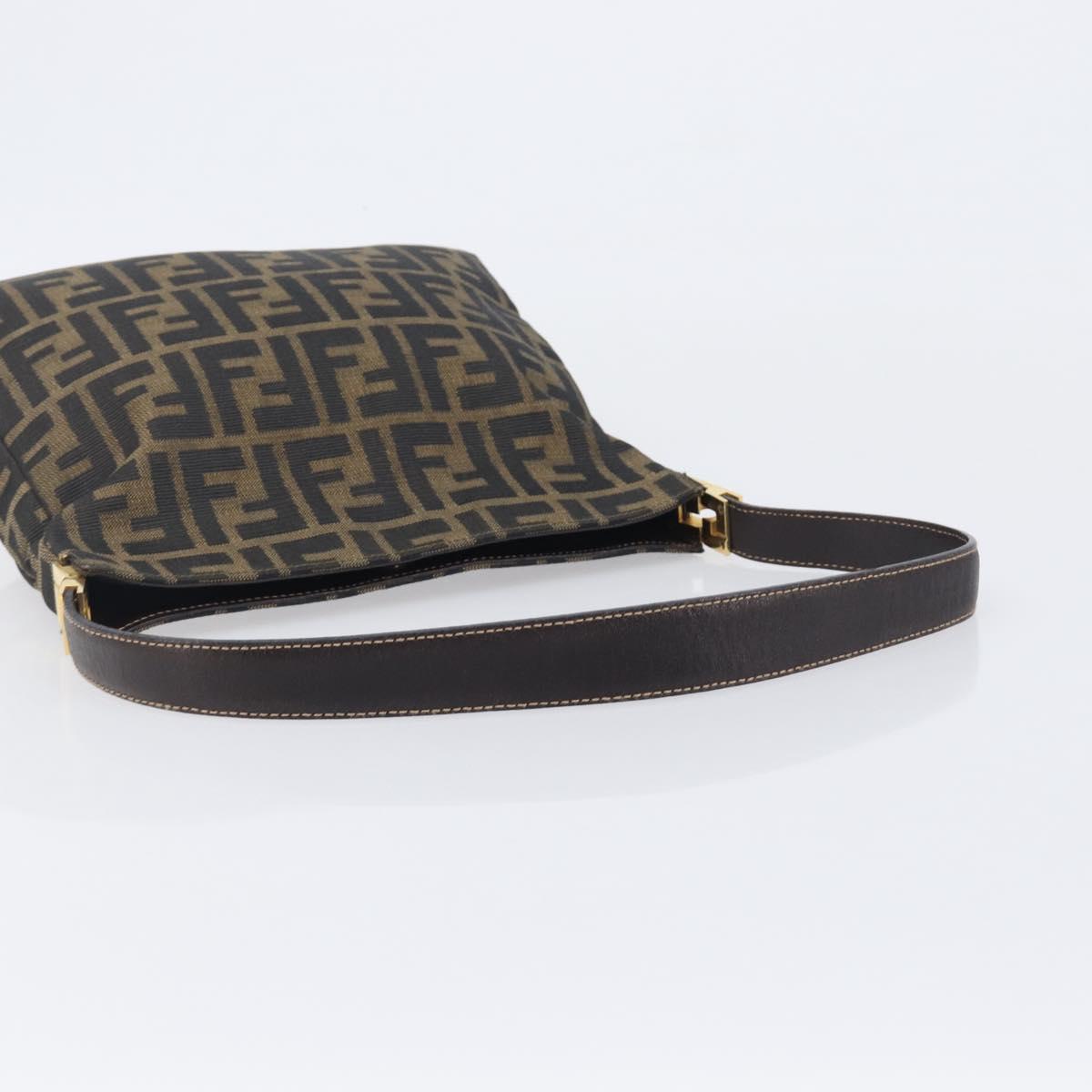 FENDI Zucca Canvas Mamma Baguette Shoulder Bag Brown Black Auth 208788V